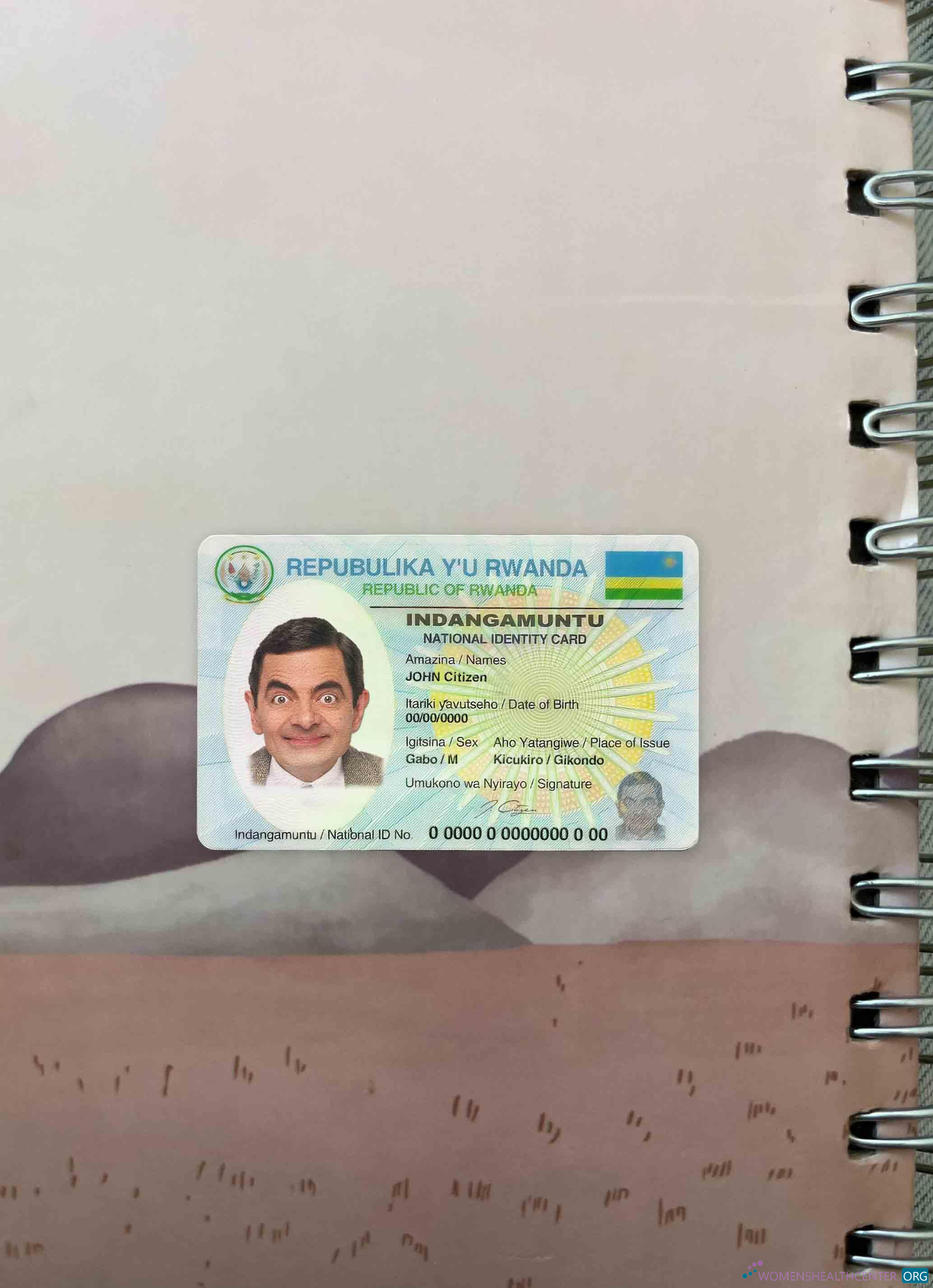 Download Rwanda ID photolook FRONT Photoshop template